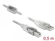 Delock 82057 Cable Usb 2.0 Type-A Male > Usb 2.0 Type-B Male 0.5 M Transparent