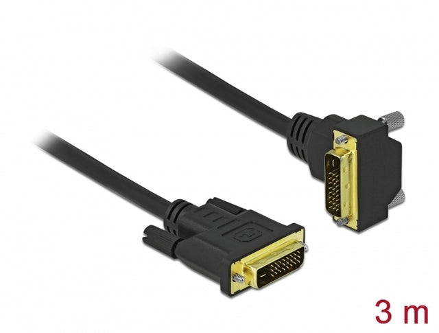 Delock 85895 Dvi Cable 24+1 Male To 24+1 Male Angled 3 M