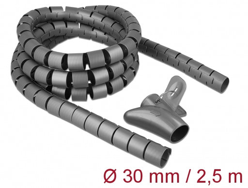 Delock 18846 Spiral Hose With Pull-In Tool 2.5 M X 30 Mm Grey