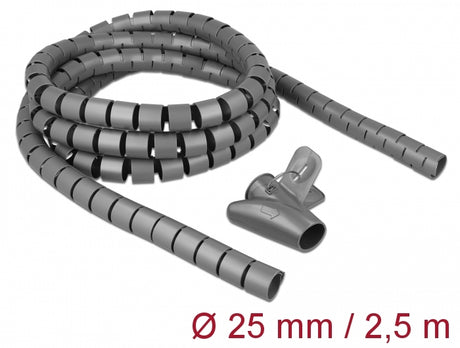 Delock 18845 Spiral Hose With Pull-In Tool 2.5 M X 25 Mm Grey