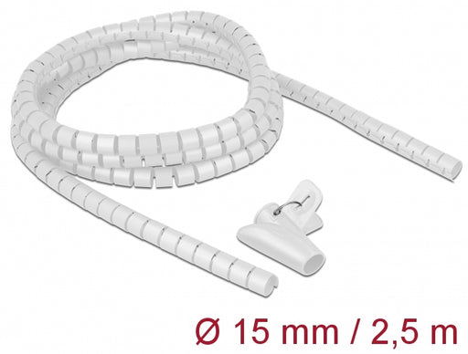 Delock 18839 Spiral Hose With Pull-In Tool 2.5 M X 15 Mm White