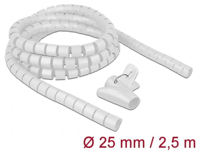 Delock 18841 Spiral Hose With Pull-In Tool 2.5 M X 25 Mm White