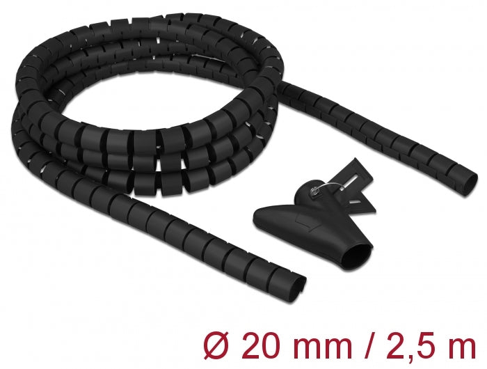 Delock 18836 Spiral Hose With Pull-In Tool 2.5 M X 20 Mm Black