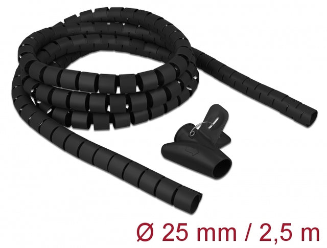 Delock 18837 Spiral Hose With Pull-In Tool 2.5 M X 25 Mm Black