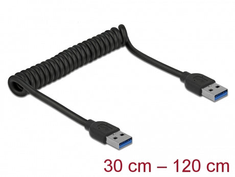 Delock 85348 Usb 3.0 Coiled Cable Type-A Male To Type-A Male