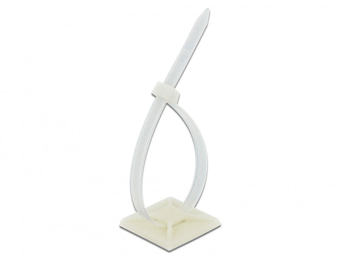 Delock 18679 Cable Tie Mount 40 X 40 Mm With Cable Tie L 250 X W 7.2 Mm White