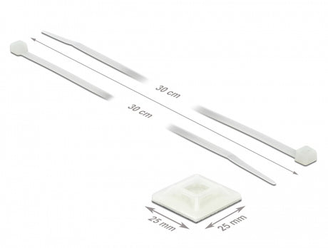 Delock 18834 Cable Tie Mount 25 X 25 Mm With Cable Tie L 300 X W 4.8 Mm White