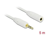 Delock 83771 Stereo Jack Extension Cable 3.5 Mm 3 Pin Male > Female 5 M White