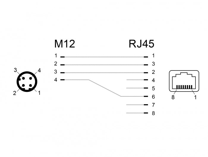 Delock 66313 Network Adapter M12 4 Pin D-Coded Male To Rj45 Jack