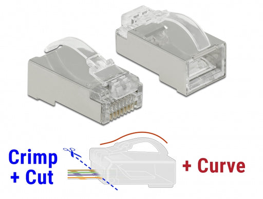 Delock 86474 Rj45 Crimp+Cut+Curve Plug Cat.6 Stp 20 Pieces