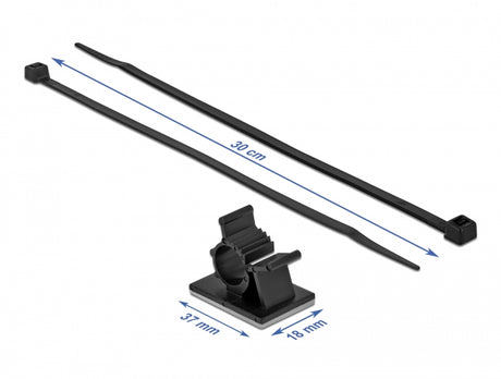 Delock 18880 Cable Clamp 37 X 18 Mm With Cable Tie L 300 X W 4.8 Mm Black