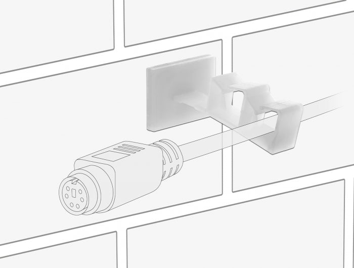 Delock 60177 Cable Holder With 2 Feed-Through Self-Adhesive Natural 10 Pieces