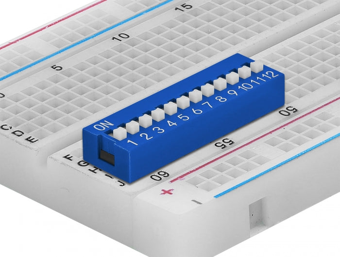 Delock 66388 Dip Sliding Switch 12-Digit 2.54 Mm Pitch Tht Vertical Blue