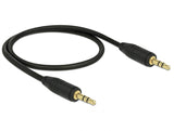 Delock 83742 Stereo Jack Cable 3.5 Mm 3 Pin Male > Male 0.5 M Black