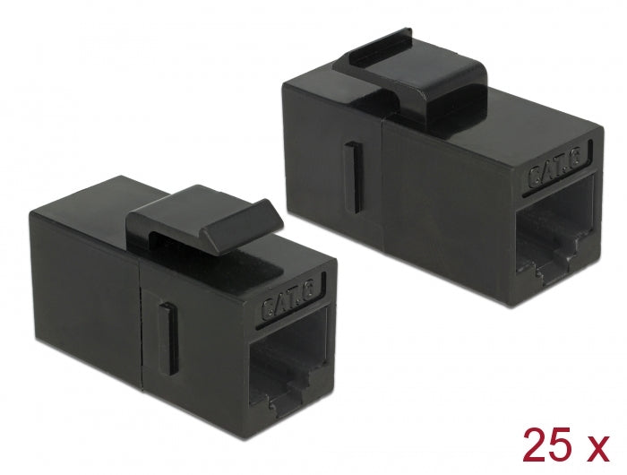 Delock 86629 Keystone Module Rj45 Jack > Rj45 Jack Cat.6 Utp Black 25 Pieces