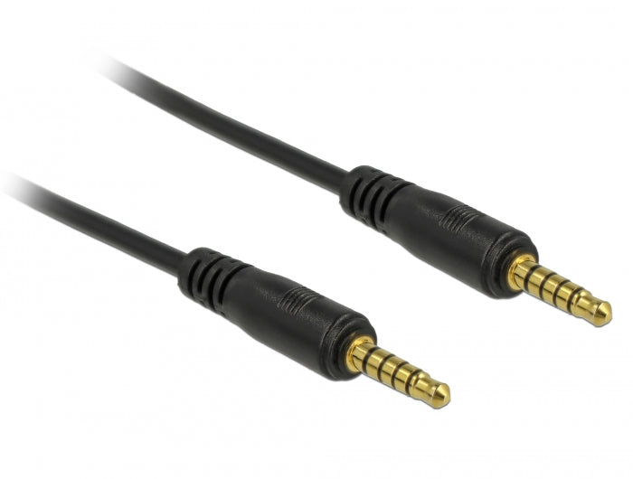 Delock 85695 Stereo Jack Cable 3.5 Mm 5 Pin Male To Male 0.5 M Black