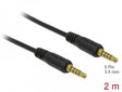 Delock 85697 Stereo Jack Cable 3.5 Mm 5 Pin Male To Male 2 M Black