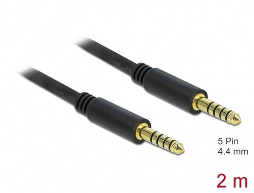 Delock 85792 Stereo Jack Cable 4.4 Mm 5 Pin Male To Male 2 M Black