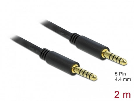 Delock 85792 Stereo Jack Cable 4.4 Mm 5 Pin Male To Male 2 M Black