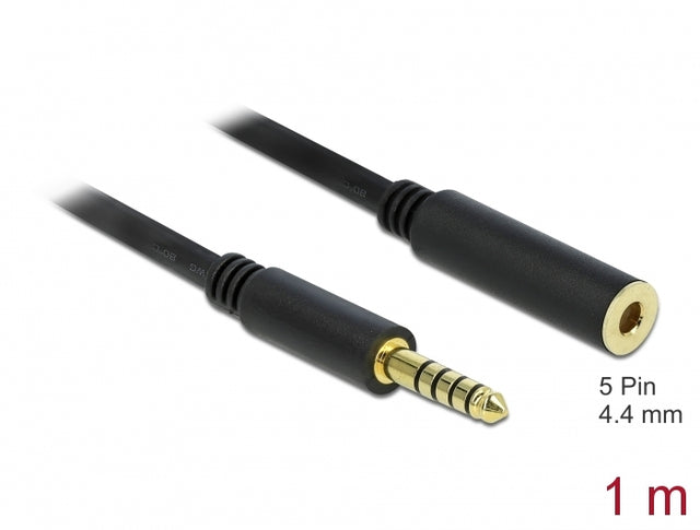 Delock 85796 Extension Cable Stereo Jack 4.4 Mm 5 Pin Male To Female 1 M Black