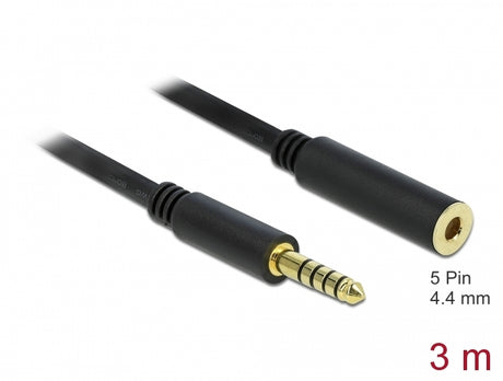 Delock 85798 Extension Cable Stereo Jack 4.4 Mm 5 Pin Male To Female 3 M Black