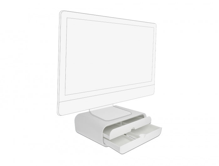 Delock 18325 Monitor Stand With Two Drawers White