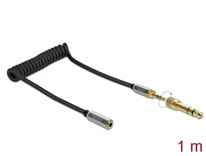 Delock 85831 Coiled Cable Extension 3.5 Mm 3 Pin Stereo Jack Male