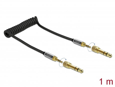 Delock 85836 Coiled Cable 3.5 Mm 3 Pin Stereo Jack Male To Stereo Jack Male