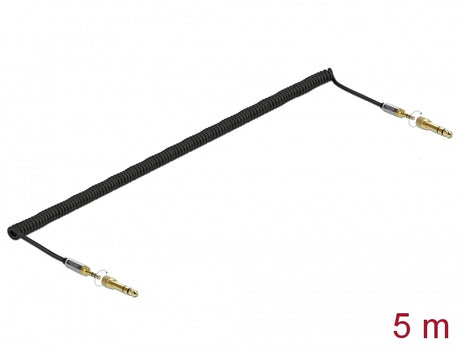 Delock 85839 Coiled Cable 3.5 Mm 3 Pin Stereo Jack Male To Stereo Jack Male