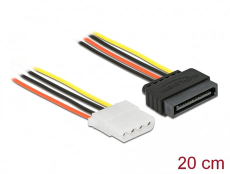 Delock 60136 Power Cable Sata 15 Pin Male > 4 Pin Female 20 Cm