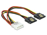 Delock 85237 Cable Power Molex 4 Pin Male > 2 X Sata 15 Pin Receptacle Metal