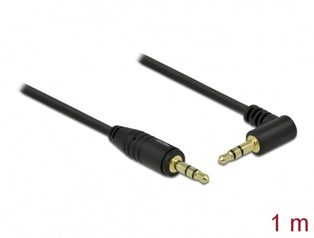 Delock 83754 Stereo Jack Cable 3.5 Mm 3 Pin Male > Male Angled 1 M Black