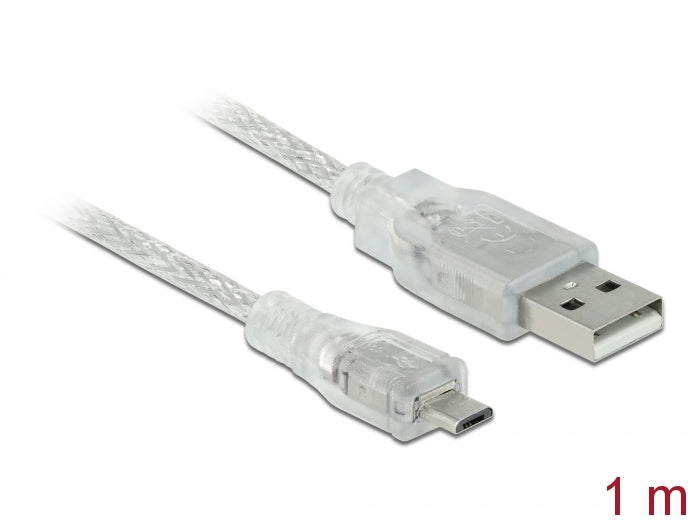 Delock 83898 Cable Usb 2.0 Type-A Male > Usb 2.0 Micro-B Male 1 M Transparent