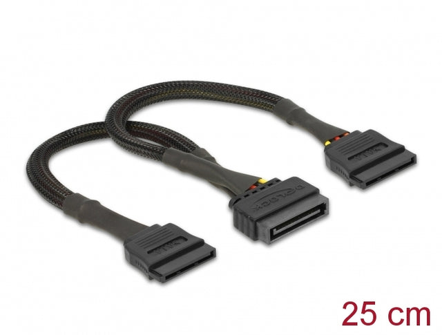 Delock 60135 Sata Power Cable 15 Pin Female > 2 X Sata 15 Pin Male 25 Cm