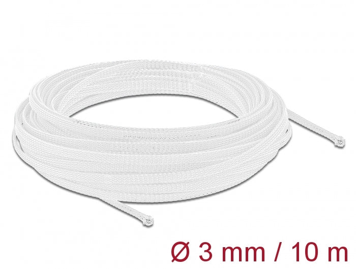 Delock 20692 Braided Sleeve Stretchable 10 M X 3 Mm White