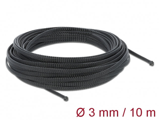 Delock 18847 Braided Sleeve Stretchable 10 M X 3 Mm Black