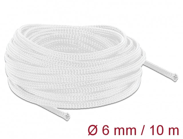 Delock 20693 Braided Sleeve Stretchable 10 M X 6 Mm White