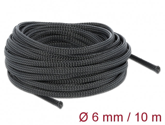 Delock 18848 Braided Sleeve Stretchable 10 M X 6 Mm Black