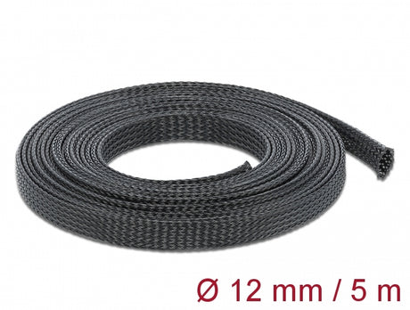 Delock 18849 Braided Sleeve Stretchable 5 M X 12 Mm Black