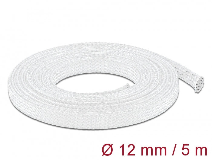 Delock 20694 Braided Sleeve Stretchable 5 M X 12 Mm White