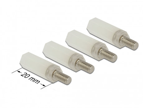 Delock 60240 Standoff M4 X M4, Hexagon, Inside / Outside, 20 Mm Natural 4 Pcs