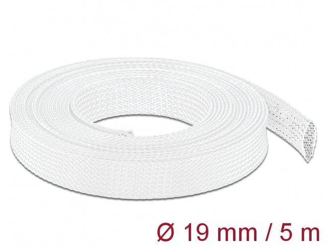 Delock 20695 Braided Sleeve Stretchable 5 M X 19 Mm White