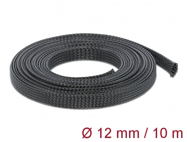 Delock 18902 Braided Sleeving Stretchable 10 M X 12 Mm Black