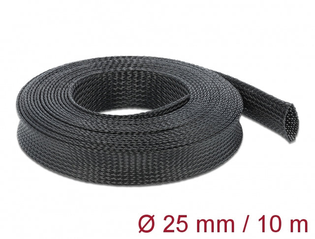 Delock 18904 Braided Sleeving Stretchable 10 M X 25 Mm Black