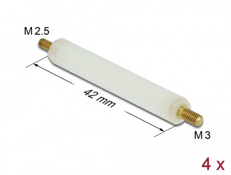 Delock 60238 Standoff M2.5 X M3, Hexagon, Outside / Outside, 42 Mm 4 Pcs