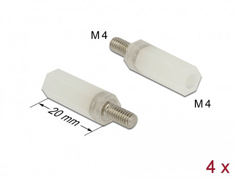 Delock 60240 Standoff M4 X M4, Hexagon, Inside / Outside, 20 Mm Natural 4 Pcs