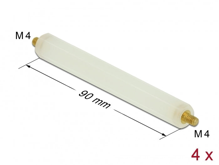 Delock 60274 Standoff M4 X M4, Hexagon, Outside / Outside, 90 Mm Natural 4 Pcs