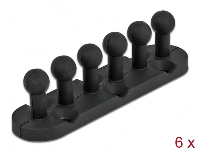 Delock 18332 Cable Holder With 5 Feed-Throughs Self-Adhesive/Screwable 6 Pieces