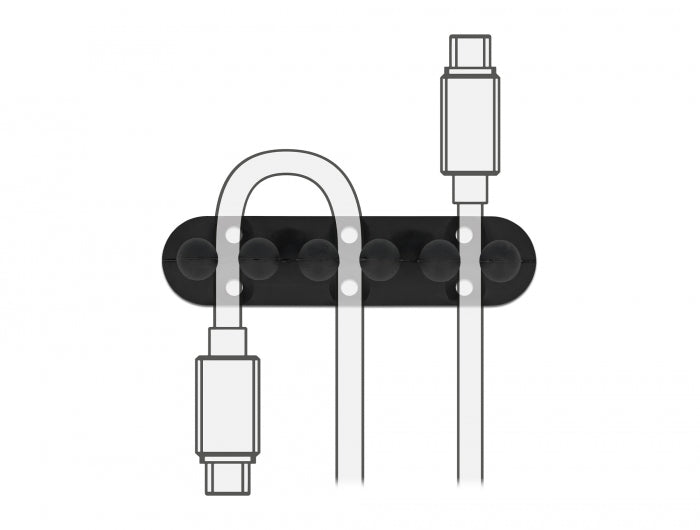 Delock 18332 Cable Holder With 5 Feed-Throughs Self-Adhesive/Screwable 6 Pieces