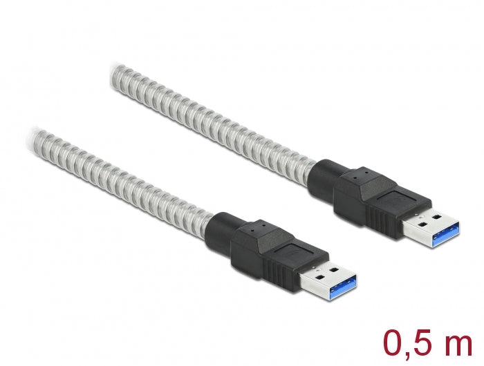 Delock 86774 Usb 3.2 Gen 1 Cable Type-A Male To Type-A Male With Metal Jacket